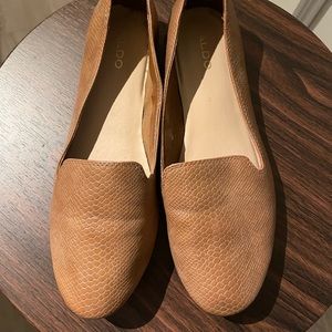 Aldo Brown/Tan Faux Snake Print Flats